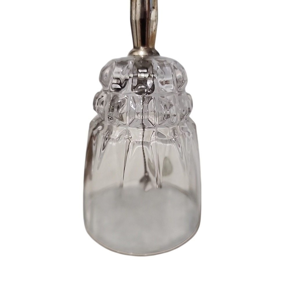 Vintage Crystal Hand Bell Silver‎ Handle Tabletop Decor Accent Piece Collectible